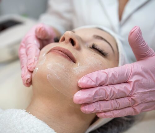 Esthetician in Idaho Falls giving a facial massage.