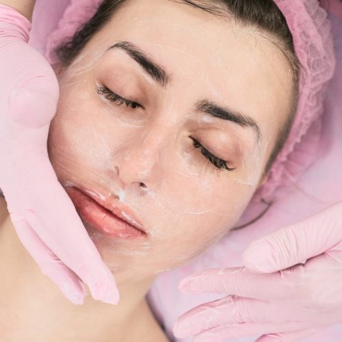 Facial mask applications during nourishing facial in Idaho Falls at Rosemark.