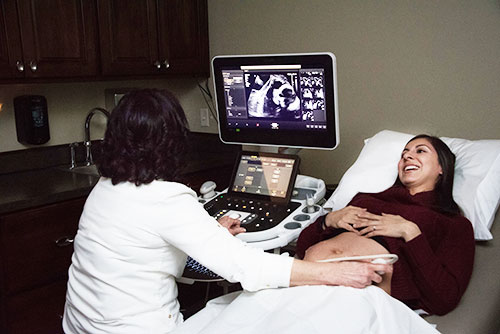 doing an ultrasound.